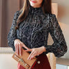 Casual Stand Collar Floral Chiffon Long Sleeve Printed Blouses Mssza