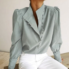 Casual Stand Collar High Street Office Top Shirt Mssza
