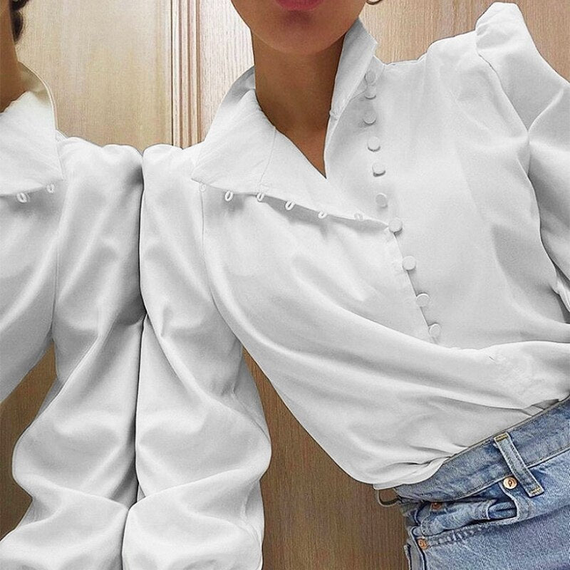 Casual Stand Collar High Street Office Top Shirt Mssza