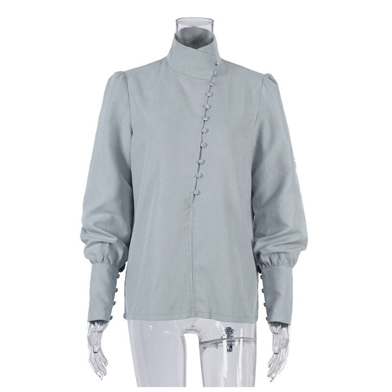 Casual Stand Collar High Street Office Top Shirt Mssza