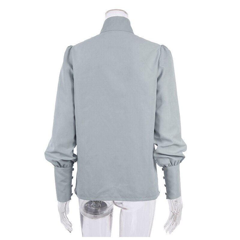 Casual Stand Collar High Street Office Top Shirt Mssza