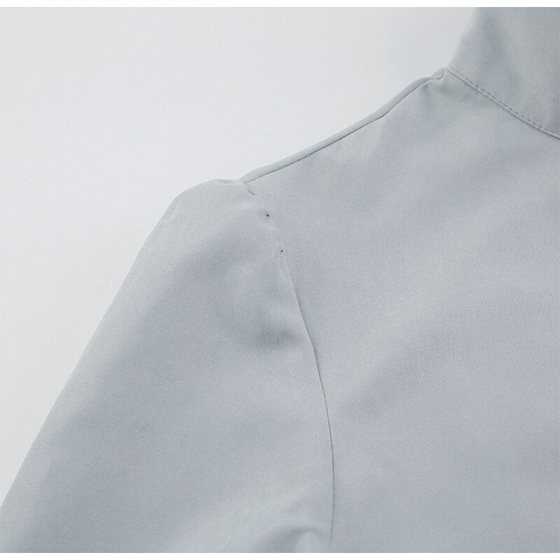 Casual Stand Collar High Street Office Top Shirt Mssza