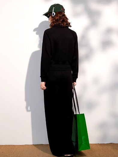 Casual Stand Collar Long Pants And Top Two Pieces Set Mssza