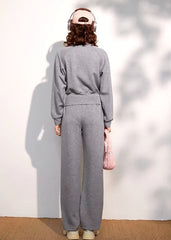 Casual Stand Collar Long Pants And Top Two Pieces Set Mssza