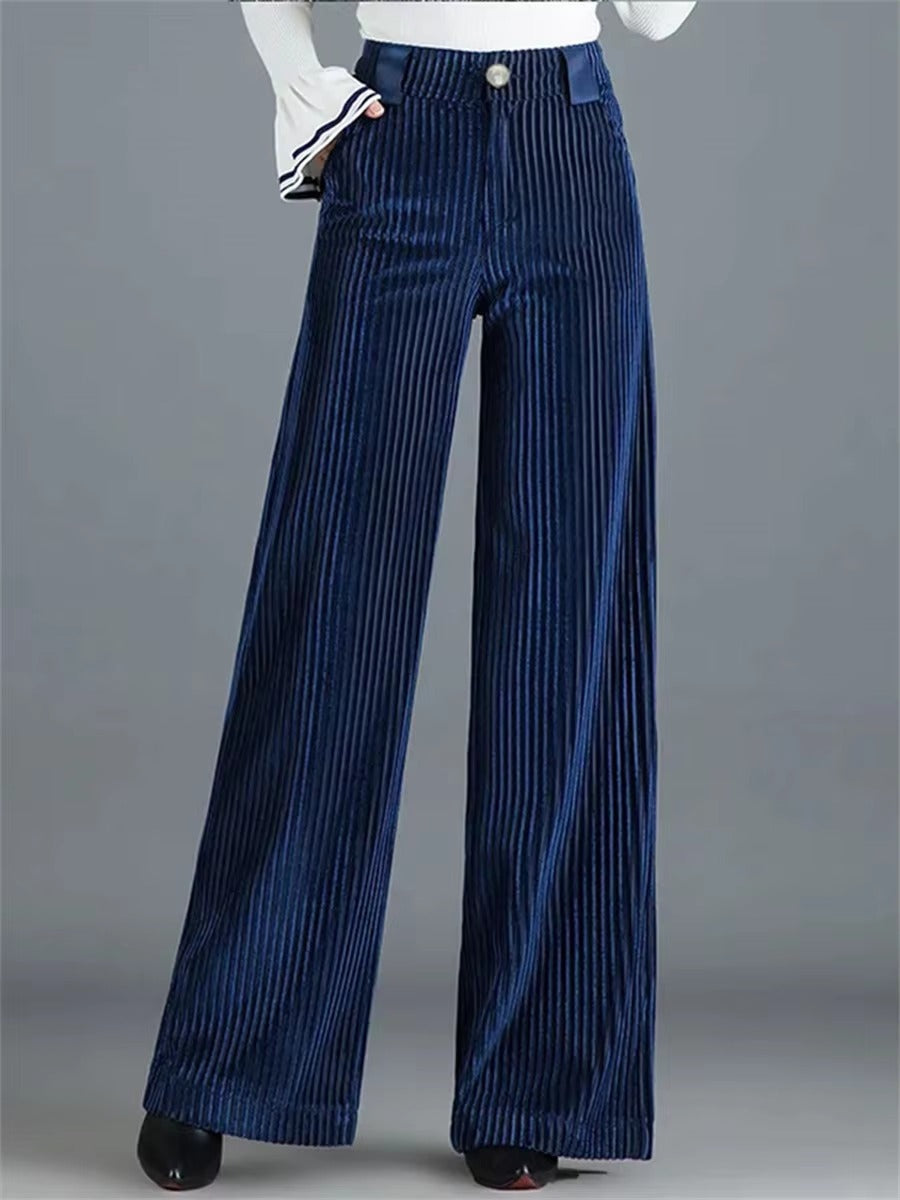 Casual Straight classic solid High Waist Big Size Velvet Wide Leg Pants Mssza