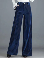 Casual Straight classic solid High Waist Big Size Velvet Wide Leg Pants Mssza