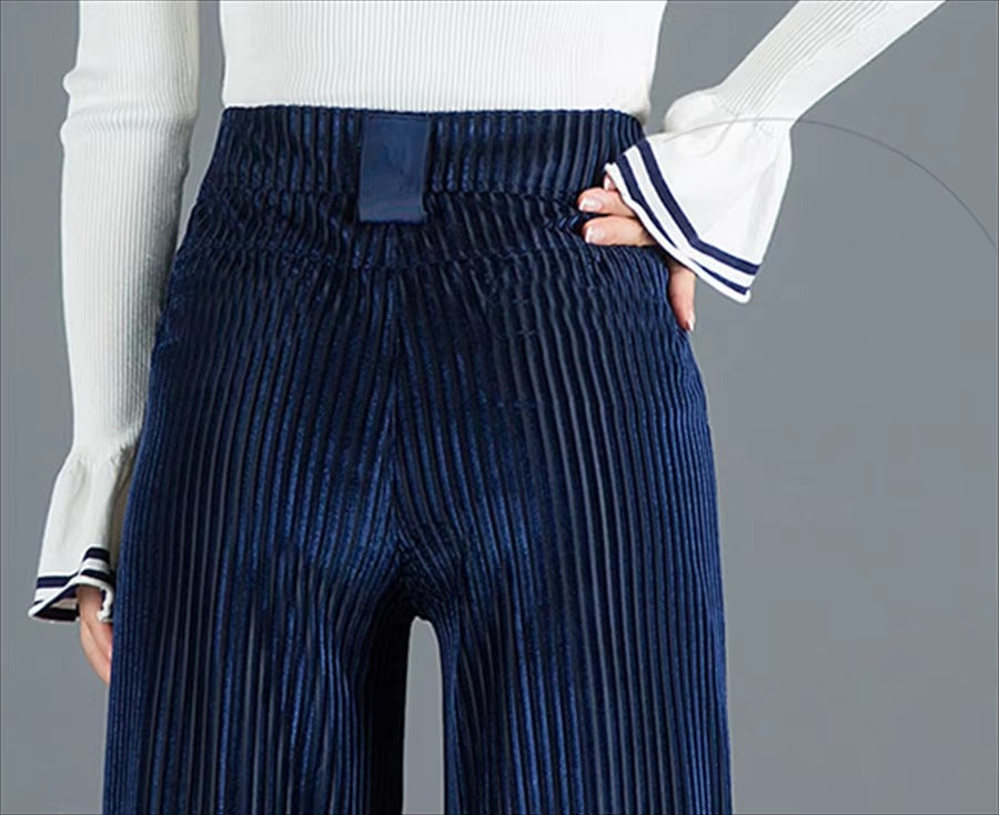 Casual Straight classic solid High Waist Big Size Velvet Wide Leg Pants Mssza