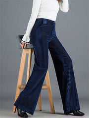 Casual Straight classic solid High Waist Big Size Velvet Wide Leg Pants Mssza