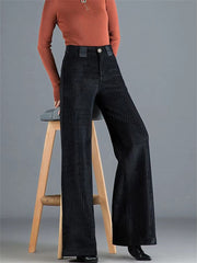 Casual Straight classic solid High Waist Big Size Velvet Wide Leg Pants Mssza