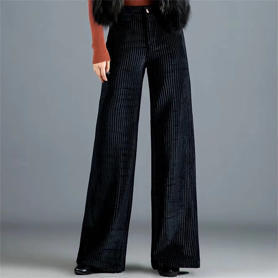 Casual Straight classic solid High Waist Big Size Velvet Wide Leg Pants Mssza