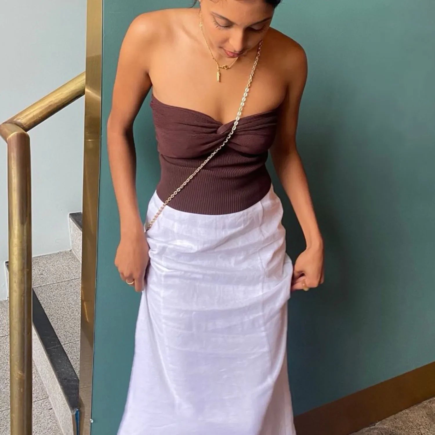 Casual Strapless Backless Off Shoulder High Street Crop Top Mssza