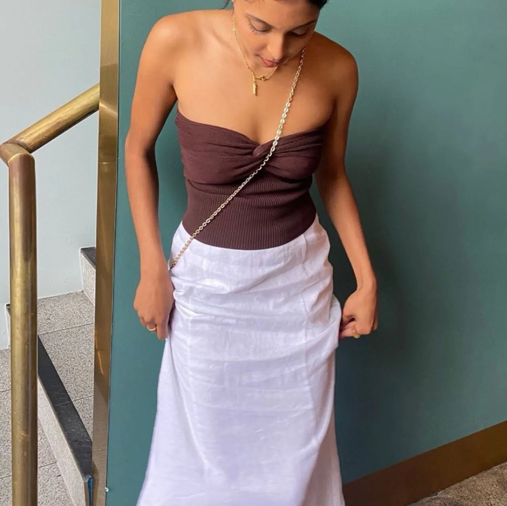 Casual Strapless Backless Off Shoulder High Street Crop Top Mssza
