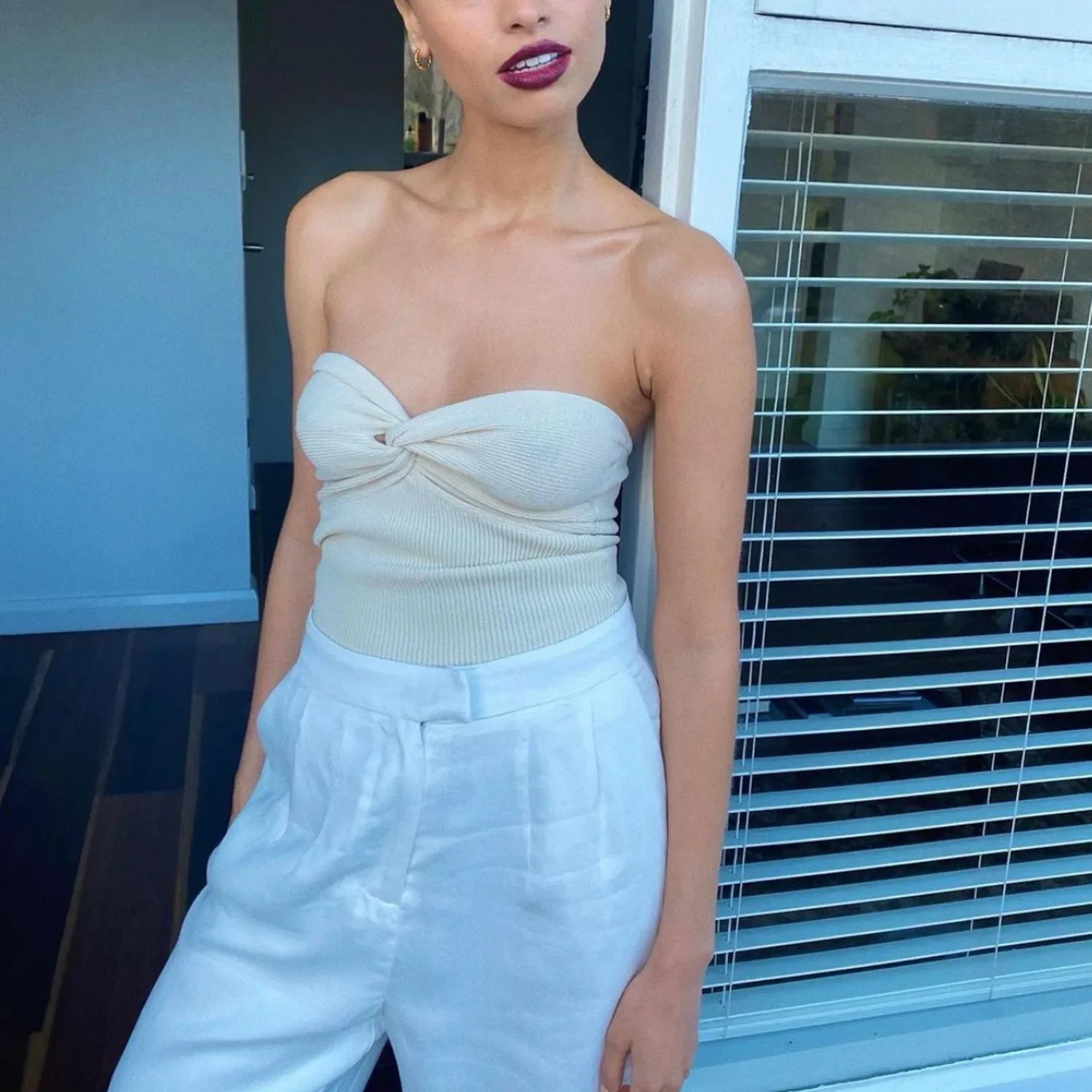 Casual Strapless Backless Off Shoulder High Street Crop Top Mssza