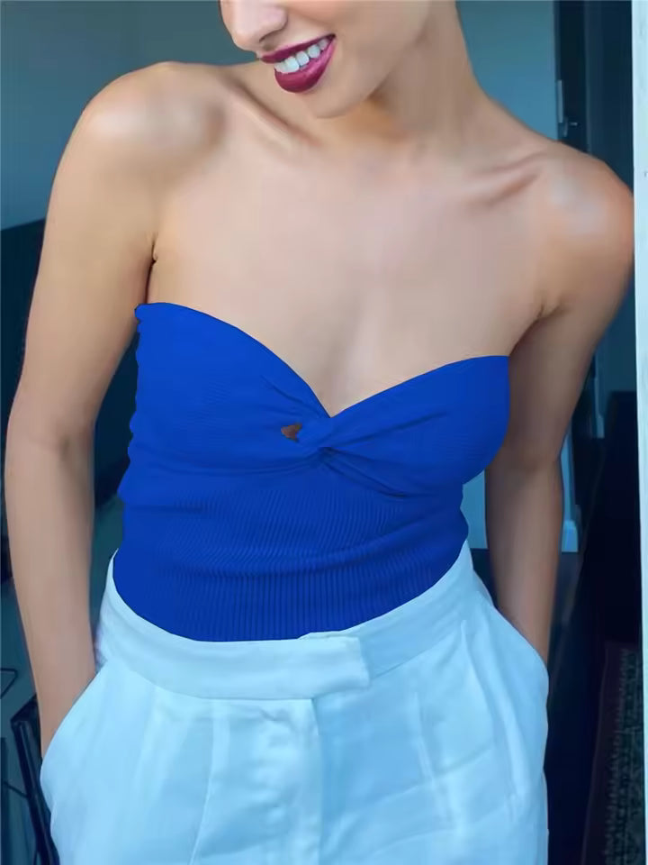 Casual Strapless Backless Off Shoulder High Street Crop Top Mssza