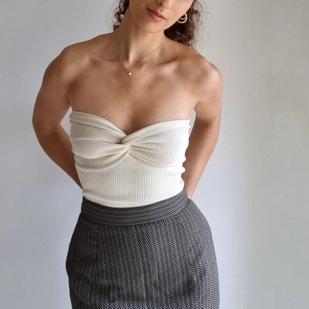 Casual Strapless Backless Off Shoulder High Street Crop Top Mssza