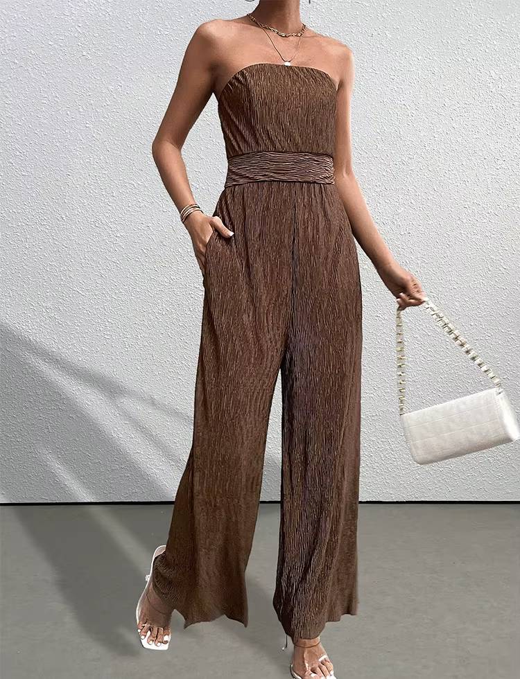 Casual Strapless Sleeveless Straight Loose Street Wear Jumpsuits Mssza