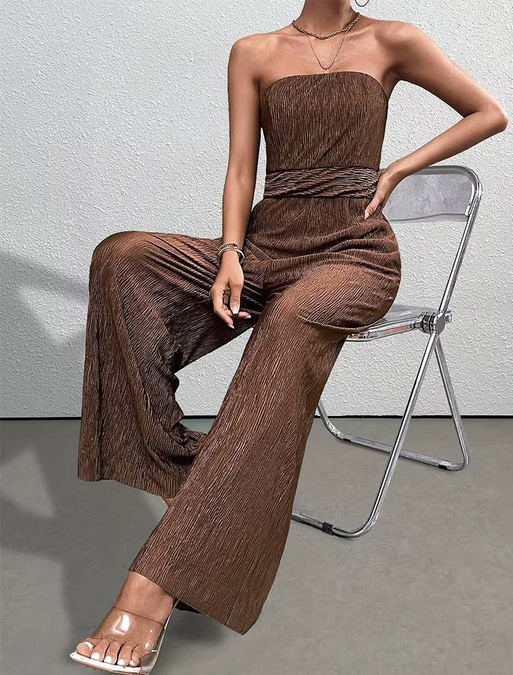Casual Strapless Sleeveless Straight Loose Street Wear Jumpsuits Mssza