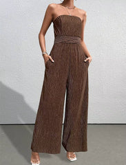 Casual Strapless Sleeveless Straight Loose Street Wear Jumpsuits Mssza