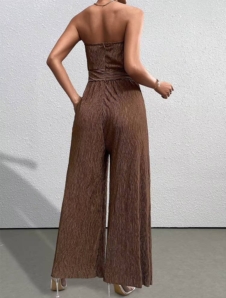 Casual Strapless Sleeveless Straight Loose Street Wear Jumpsuits Mssza