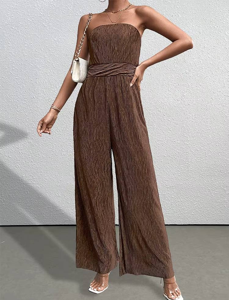 Casual Strapless Sleeveless Straight Loose Street Wear Jumpsuits Mssza