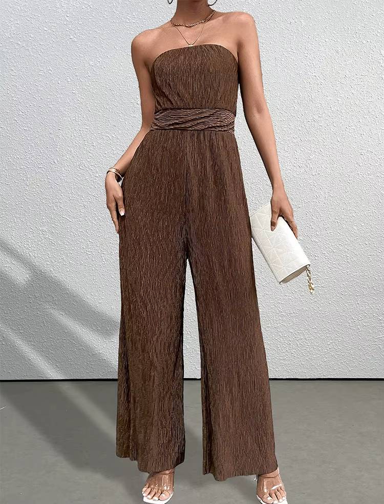 Casual Strapless Sleeveless Straight Loose Street Wear Jumpsuits Mssza