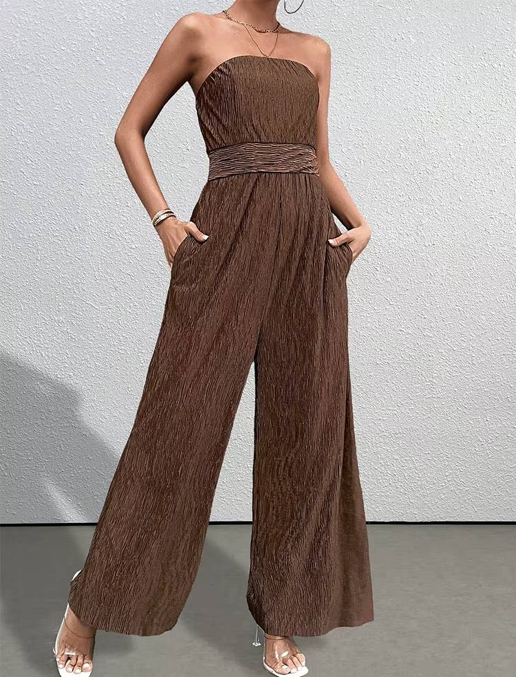 Casual Strapless Sleeveless Straight Loose Street Wear Jumpsuits Mssza