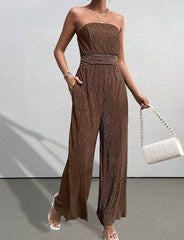 Casual Strapless Sleeveless Straight Loose Street Wear Jumpsuits Mssza