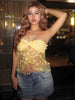 Casual Strapless Pleated Crop Vests Trend Mesh Appliques Tanks Top Mssza