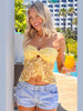 Casual Strapless Pleated Crop Vests Trend Mesh Appliques Tanks Top Mssza