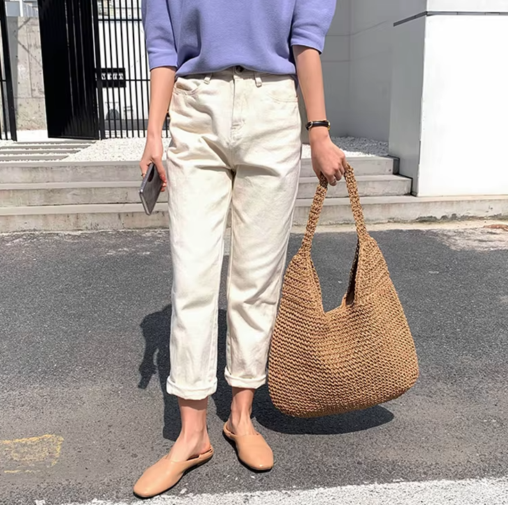 Casual Straw Wicker Woven Handmade Beach Large Totes Bohemia Handbags Mssza