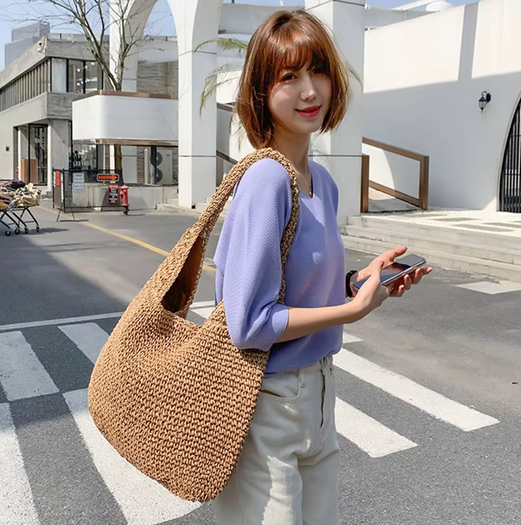 Casual Straw Wicker Woven Handmade Beach Large Totes Bohemia Handbags Mssza