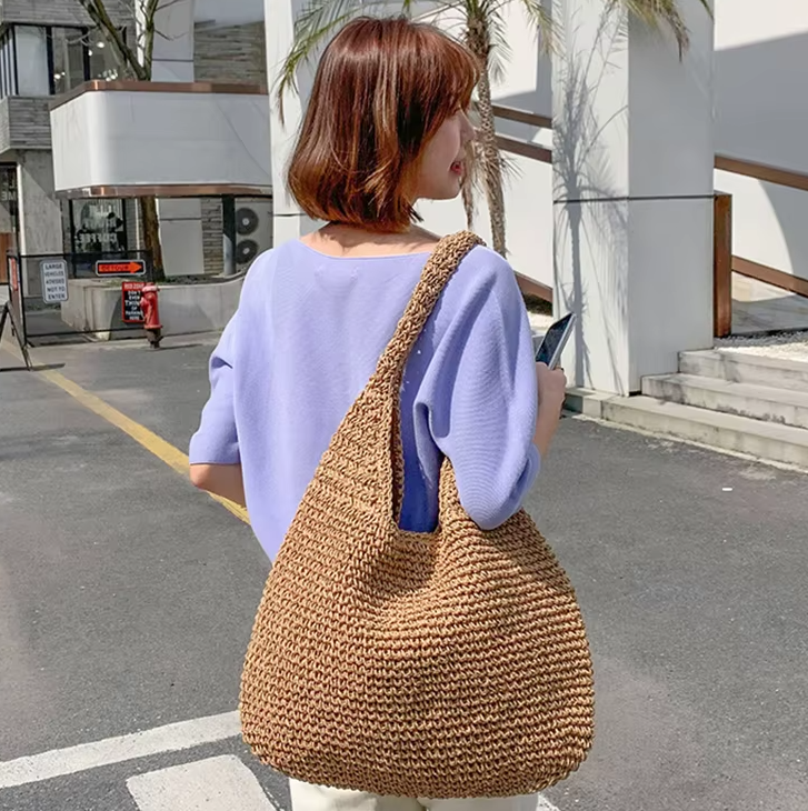 Casual Straw Wicker Woven Handmade Beach Large Totes Bohemia Handbags Mssza