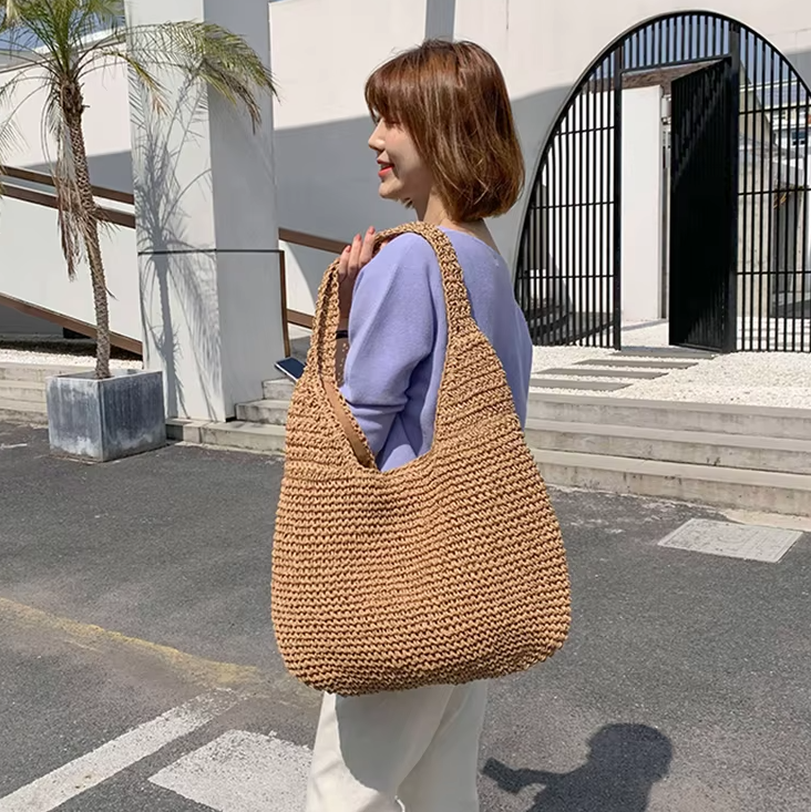 Casual Straw Wicker Woven Handmade Beach Large Totes Bohemia Handbags Mssza