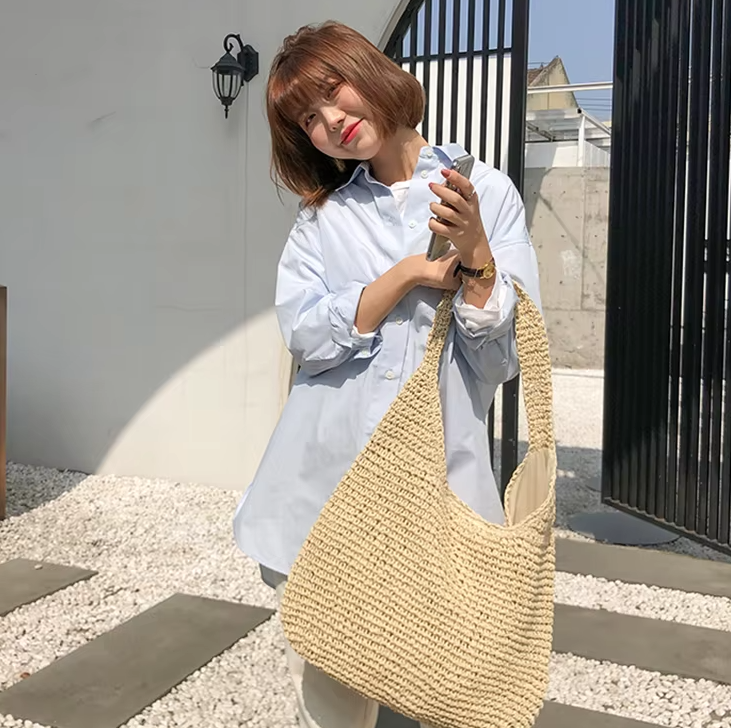 Casual Straw Wicker Woven Handmade Beach Large Totes Bohemia Handbags Mssza
