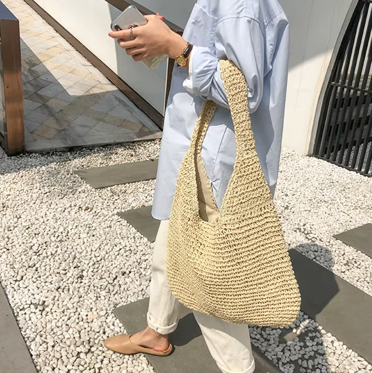 Casual Straw Wicker Woven Handmade Beach Large Totes Bohemia Handbags Mssza