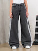 Casual Street Stripe Splicing Contrast Loose Wide Leg Straight Jeans Mssza