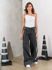 Casual Street Stripe Splicing Contrast Loose Wide Leg Straight Jeans Mssza