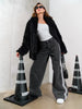 Casual Street Stripe Splicing Contrast Loose Wide Leg Straight Jeans Mssza
