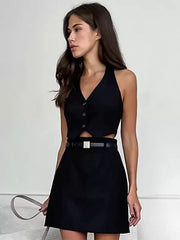 Casual Street Wear Polyester Buttons Chic Skirt Two Piece Set Mssza