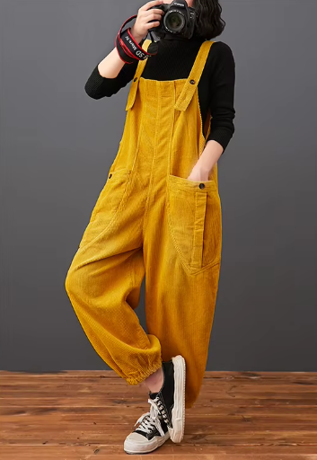 Casual Streetwear Loose Plus Size Rompers Solid Pockets Wide Leg Overalls Dungarees Mssza