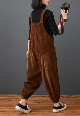 Casual Streetwear Loose Plus Size Rompers Solid Pockets Wide Leg Overalls Dungarees Mssza
