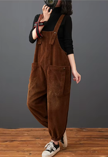 Casual Streetwear Loose Plus Size Rompers Solid Pockets Wide Leg Overalls Dungarees Mssza