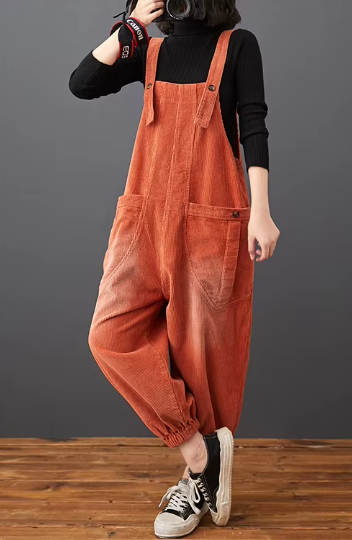 Casual Streetwear Loose Plus Size Rompers Solid Pockets Wide Leg Overalls Dungarees Mssza