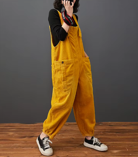 Casual Streetwear Loose Plus Size Rompers Solid Pockets Wide Leg Overalls Dungarees Mssza