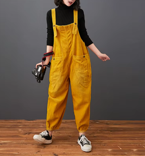 Casual Streetwear Loose Plus Size Rompers Solid Pockets Wide Leg Overalls Dungarees Mssza