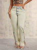 Casual Streetwear Mid Waisted Straight Denim Trousers Lace-up Jeans Mssza