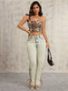 Casual Streetwear Mid Waisted Straight Denim Trousers Lace-up Jeans Mssza