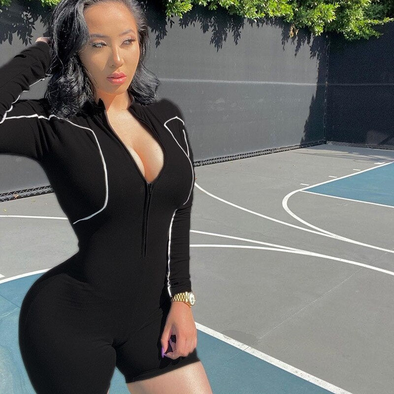 Casual Streetwear Stand Collar Long Sleeve Romper Mssza