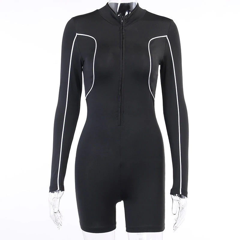 Casual Streetwear Stand Collar Long Sleeve Romper Mssza