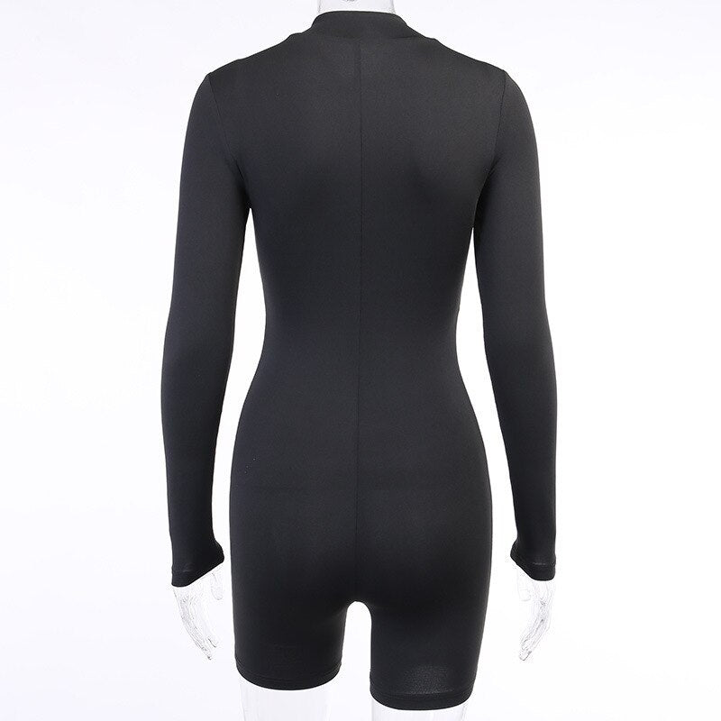 Casual Streetwear Stand Collar Long Sleeve Romper Mssza